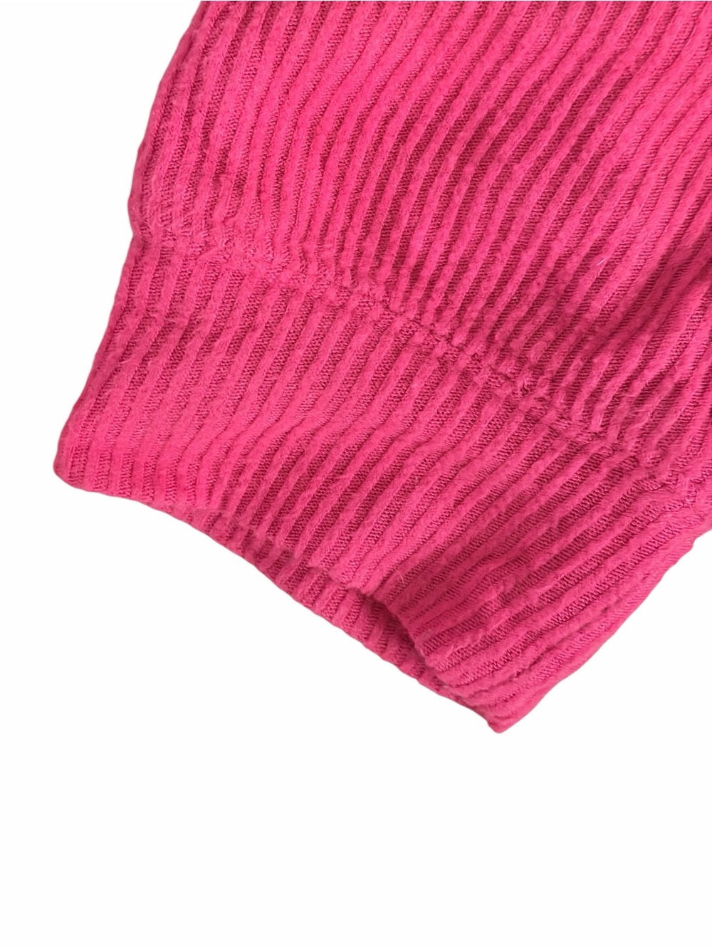 Free Press Nordstrom Pink Ribbed Cropped Pullover Hoodie Slouchy Knit Medium - Picture 4 of 6